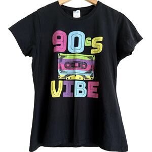 Port & Company‎ Women's Size Medium Black 90's Vibe Graphic Tee Shirt